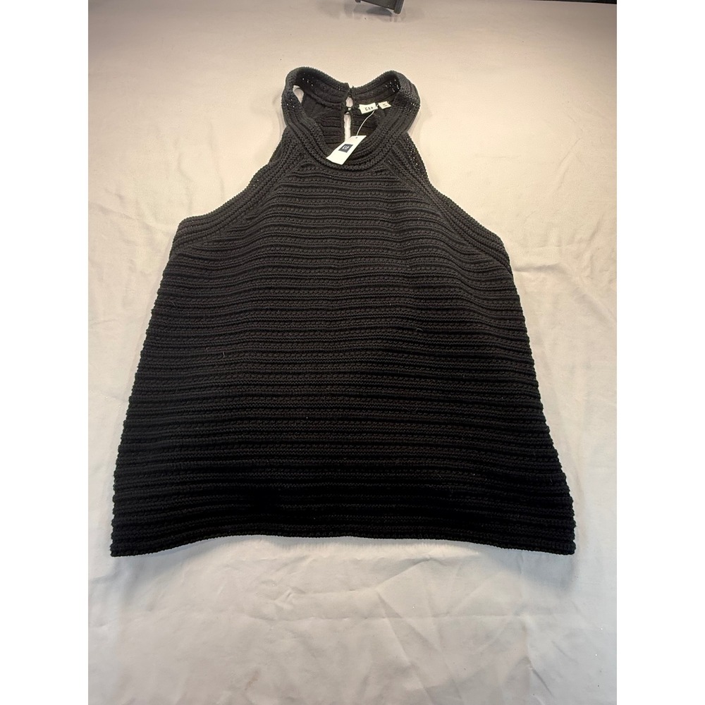 Gap Womens Black Knit Halter Top Sleeveless Ribbed Keyhole Back XXL NEW